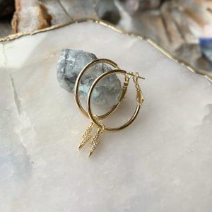 Lightning bolt hoop earrings • 14kt gold fill